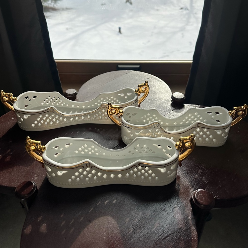 Vintage Porcelain Treasures Flatware Caddies or Jewlery Holder
